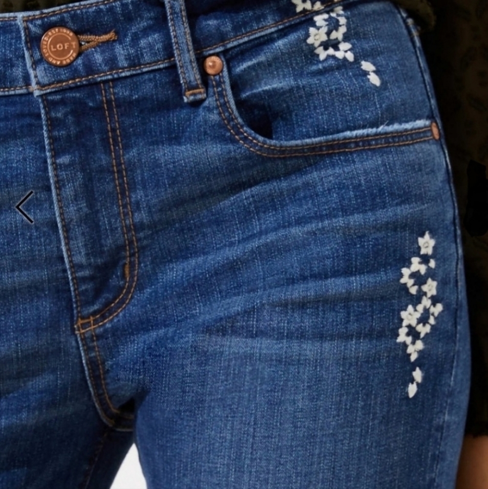 LOFT modern skinny floral denim jeans